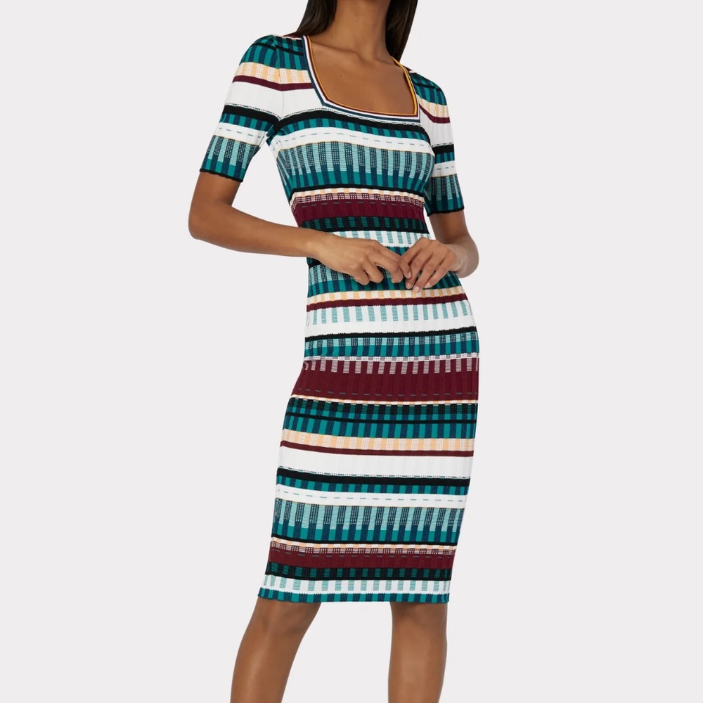 Milly Textured Tech Stripe Dress - Size M - NWT